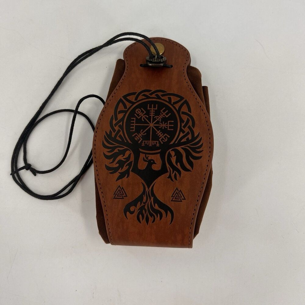Renaissance Viking Leather Belt Pouch Coin Purse Medieval Phone Bag